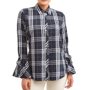 NEW! Women’s Plaid Ruffle Shirt